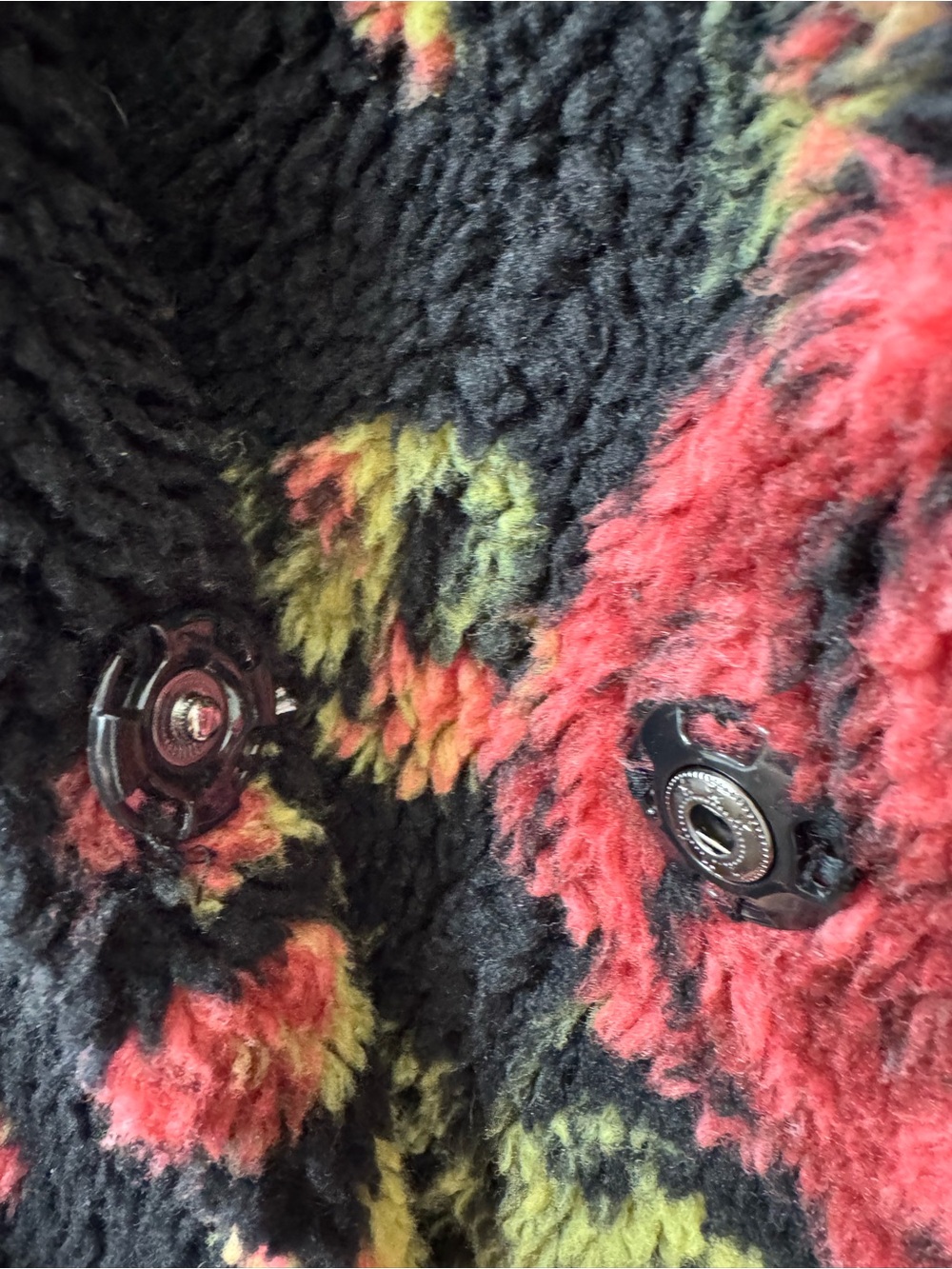 Anthropologie Winter Roses Black Floral Sherpa Jacket - Picture 7 of 7